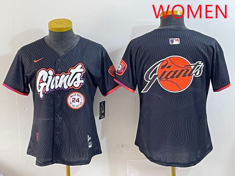 Women San Francisco Giants Blank Black Second generation Joint Name 2025 Nike MLB Jersey style 12